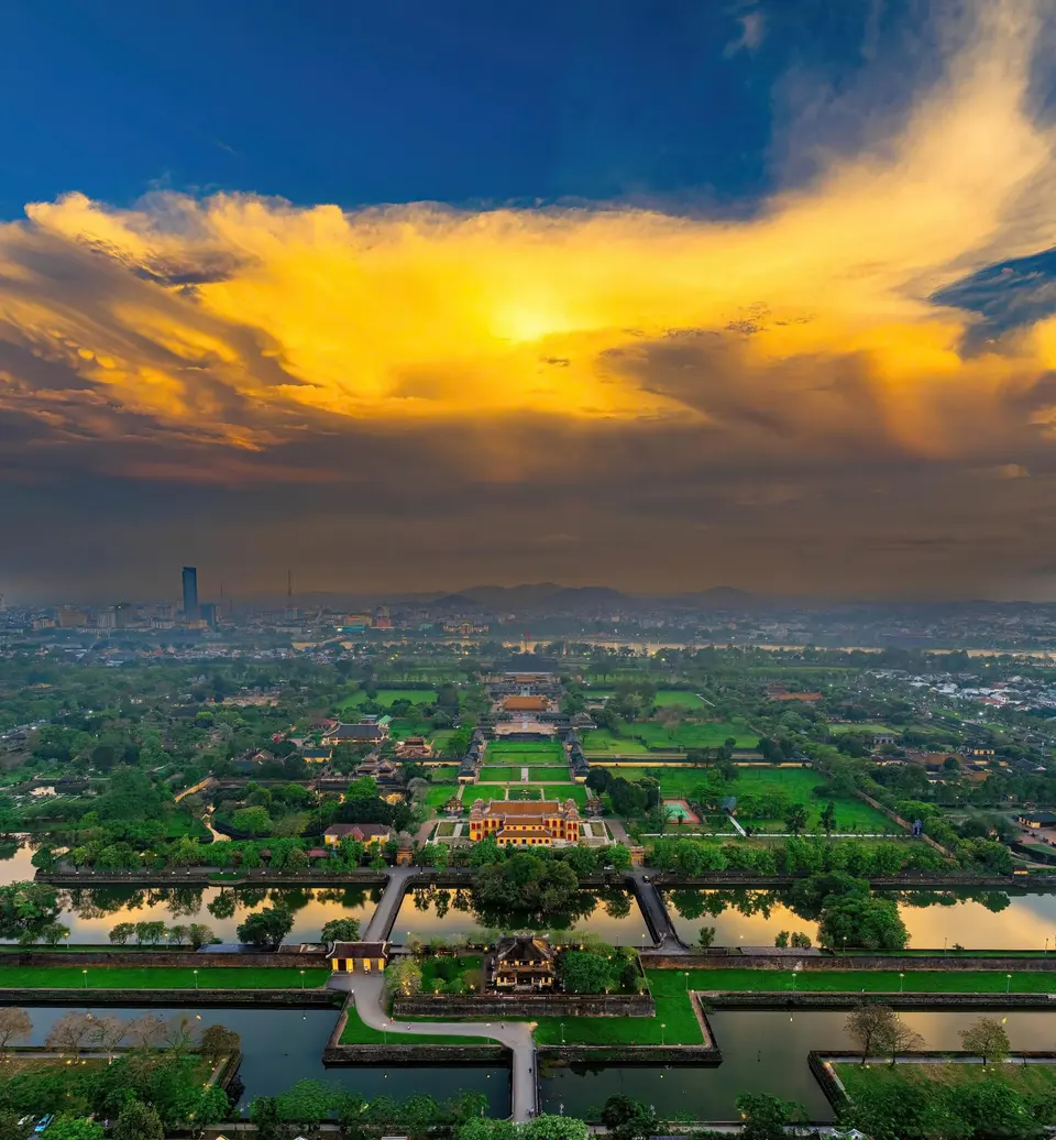 The Imperial City beneath a golden sunset